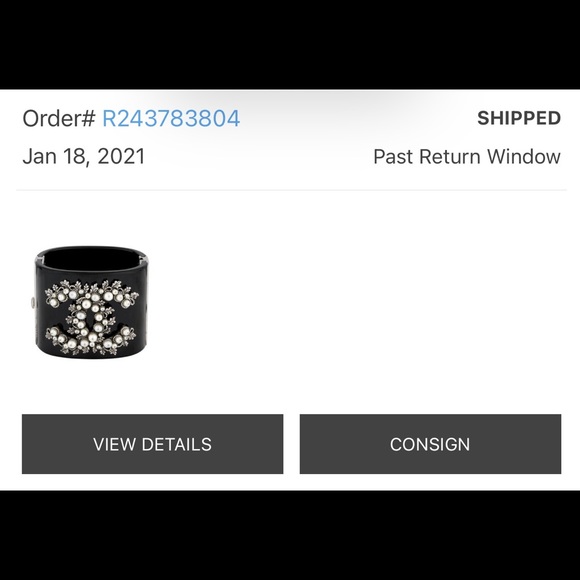 CHANEL-AUTHENTIC (Preowned) Black Faux Pearl & Silver Leaf Hinge Bracelet - Picture 8 of 15